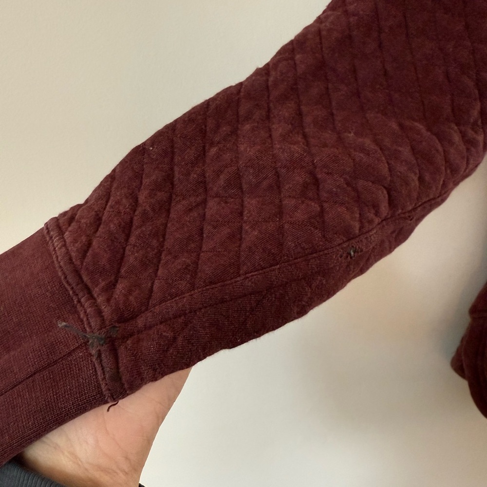 Patagonia Organic Cotton Quilted Hoody Burgundy Zip-Up Jacket Size Small - Picture 7 of 8